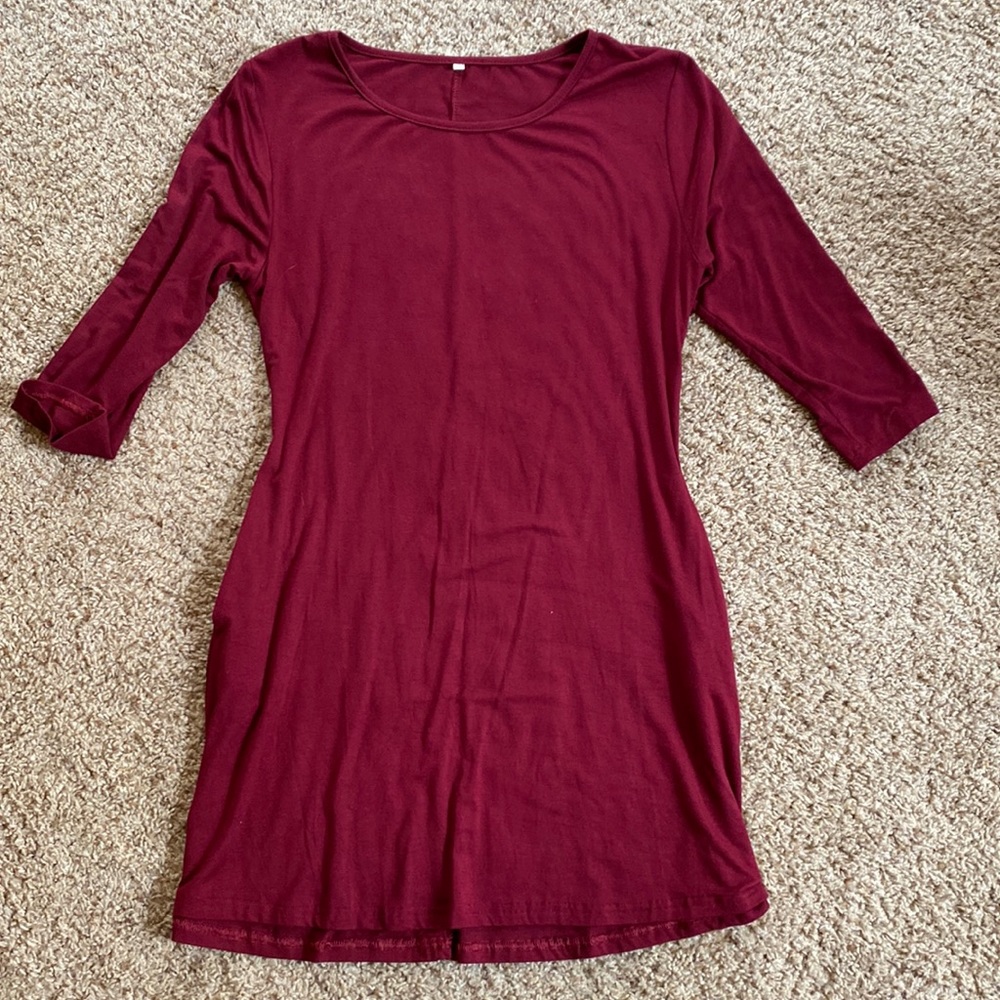 Maroon 1/2 sleeve dress